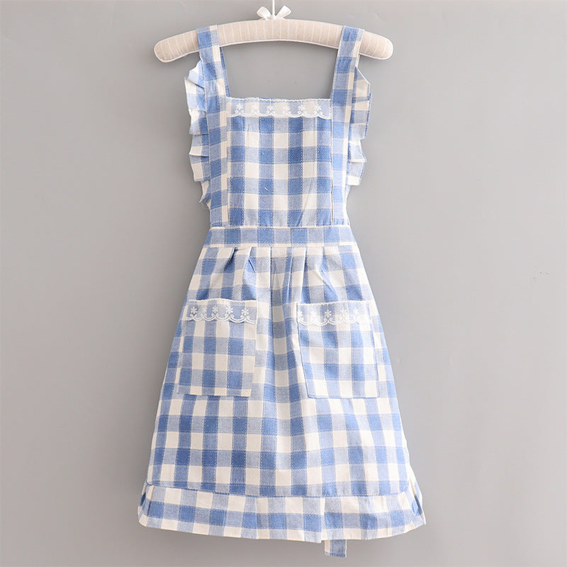 blue dress for baby girl Plaid Farmhouse Apron