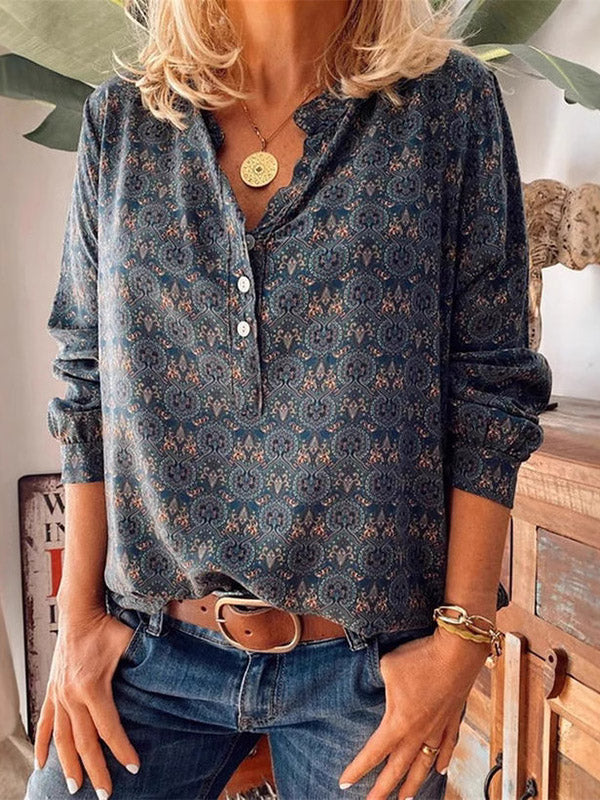 Sevilla Print Button Blouse