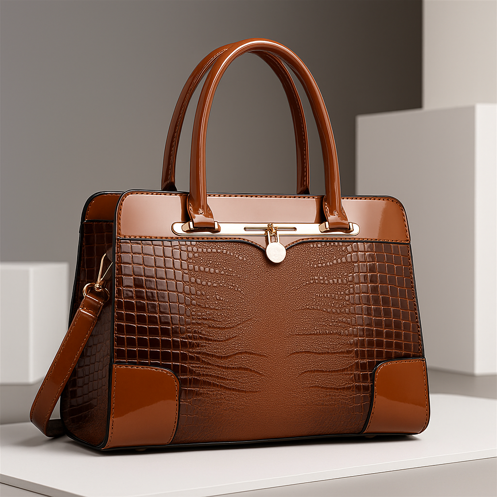 Structured Croc Embossed Handbag