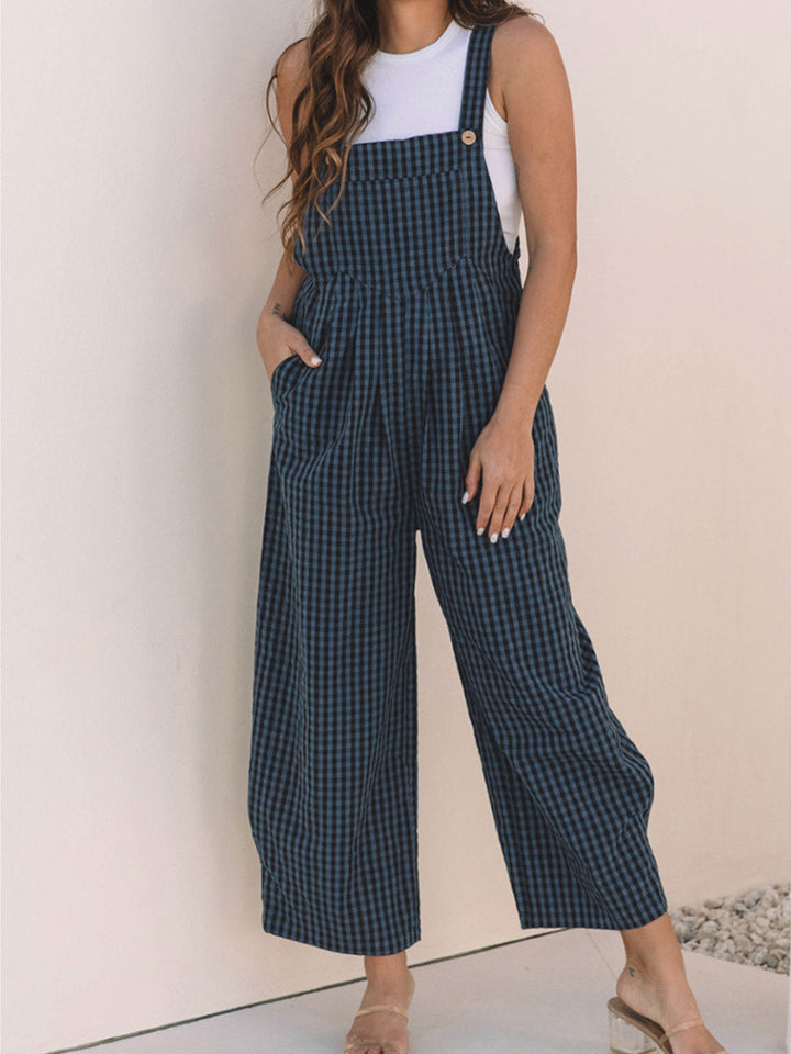 Siena Plaid Wide-Leg Overalls