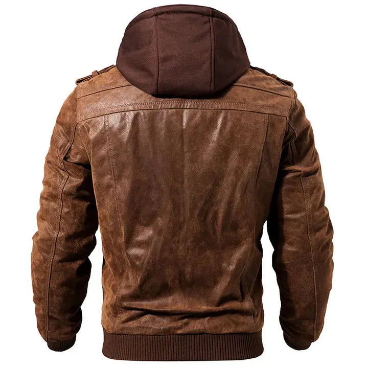 Griffin Men’s Leather Hooded Jacket