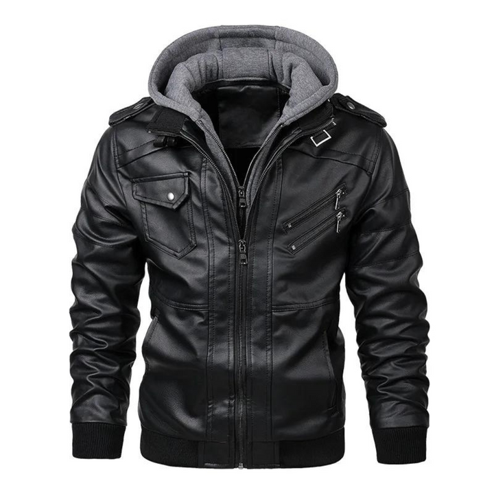 Griffin Men’s Leather Hooded Jacket