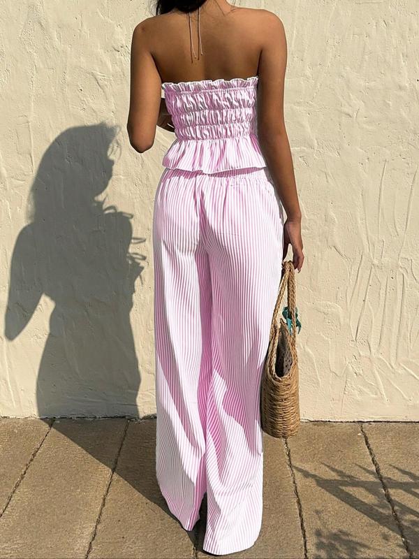 Pinstripe Bandeau Set