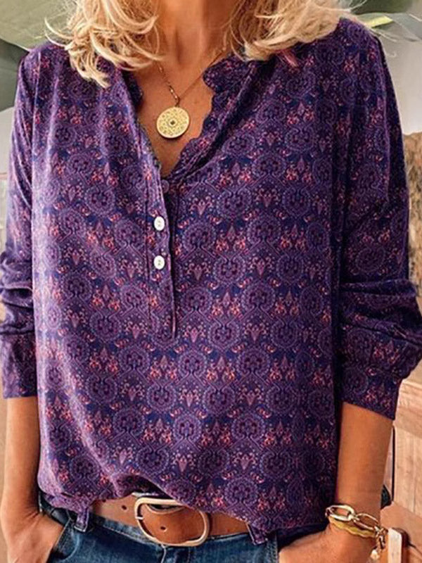Sevilla Print Button Blouse