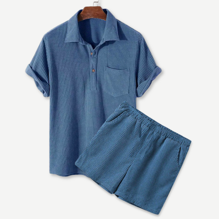 Waffle Polo & Shorts Set - Benson & Clark