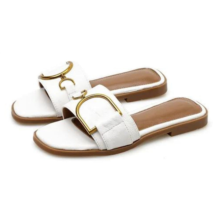 Square-Toe Chic Leather Sandals - Benson & Clark