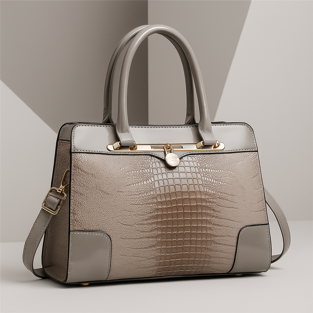 Structured Croc Embossed Handbag
