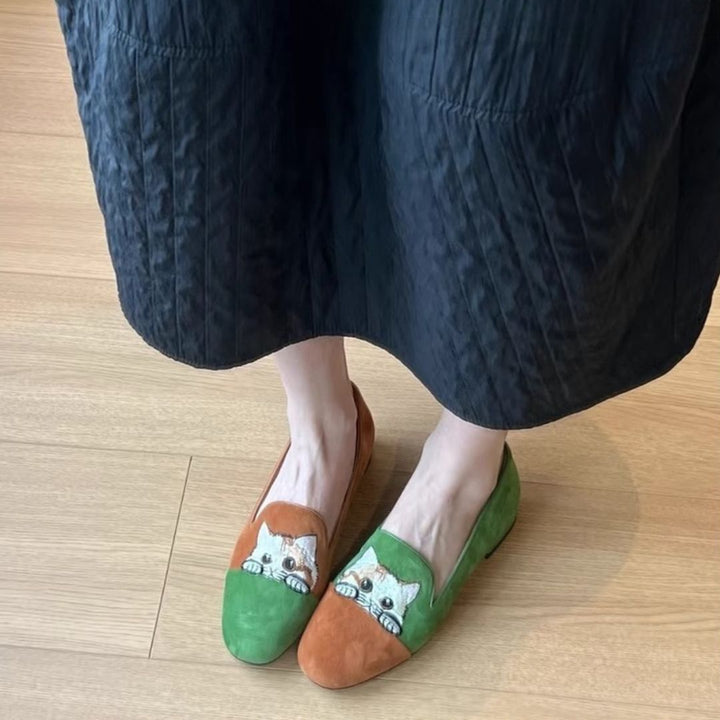Cozy Cat Suede Flats