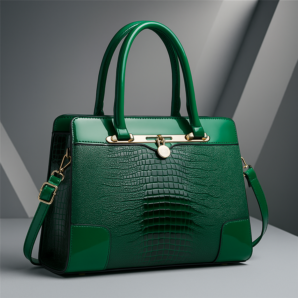 Structured Croc Embossed Handbag