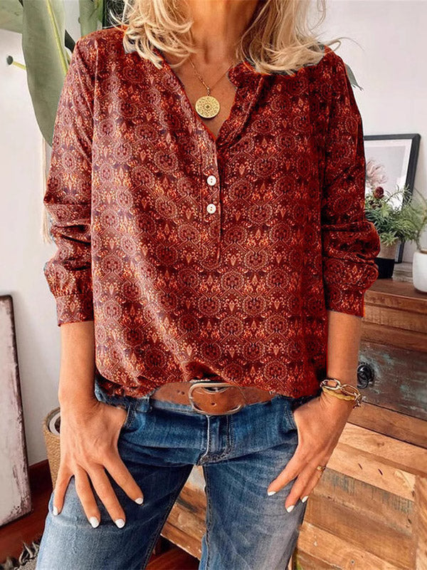Sevilla Print Button Blouse