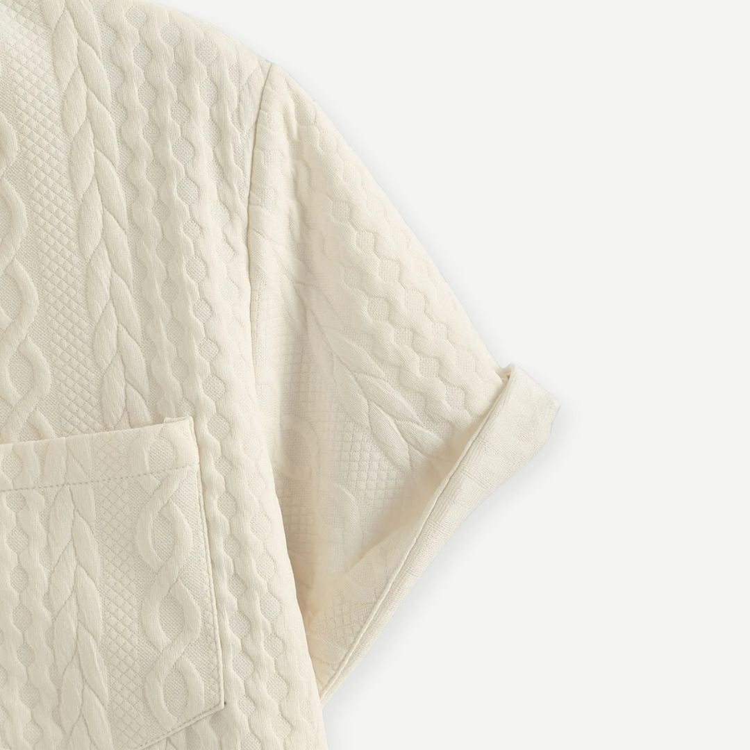 Lux Knitted Ivory Shirt - Benson & Clark