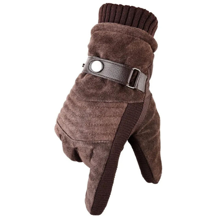 Men's Touch Screen Warm Winter Gloves - Genuine Leather Strap