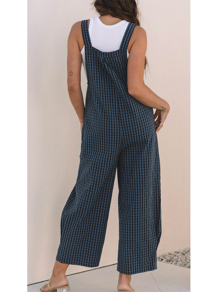Siena Plaid Wide-Leg Overalls