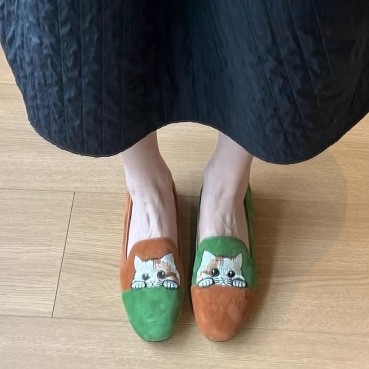 Cozy Cat Suede Flats