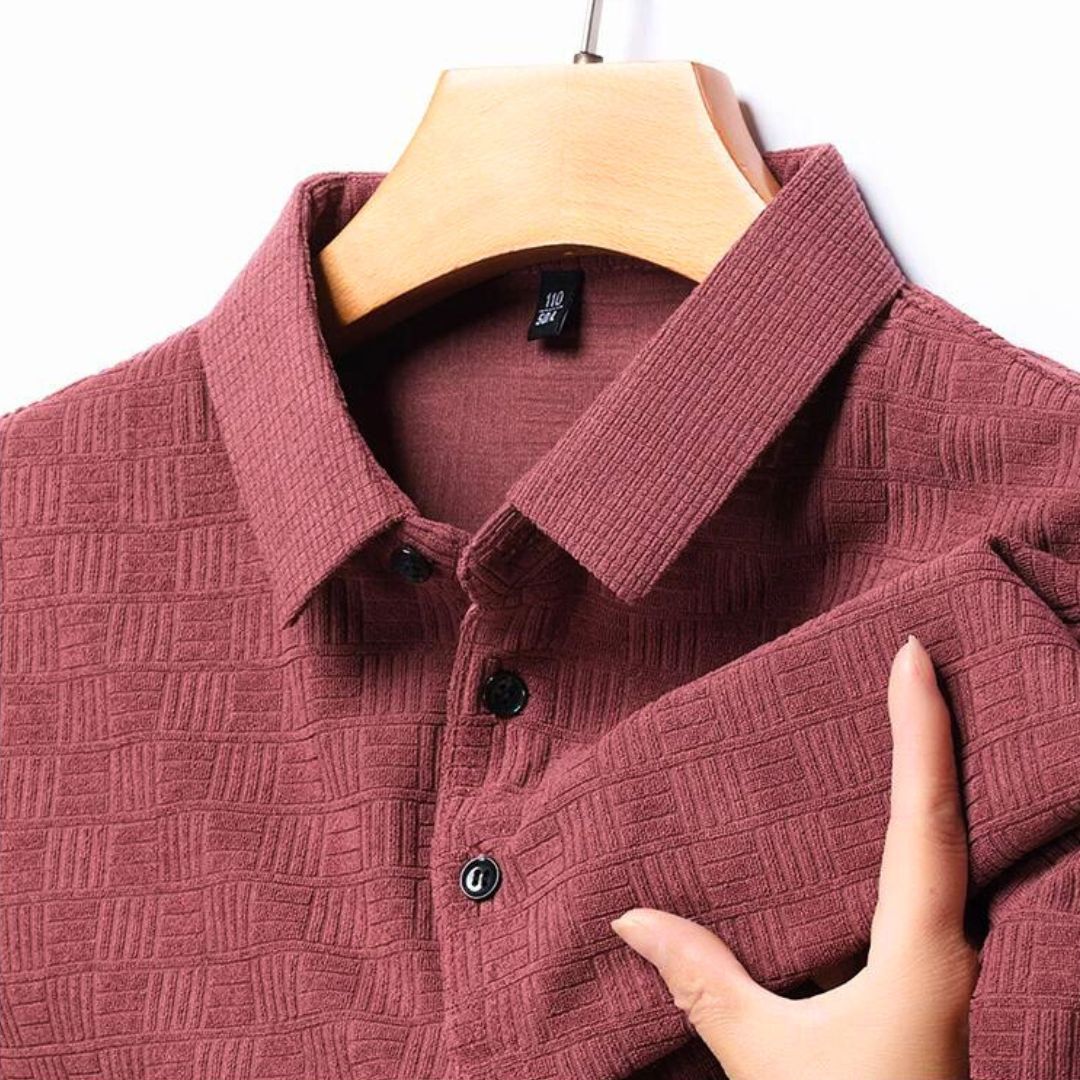 Textured Grid Polo - Benson & Clark