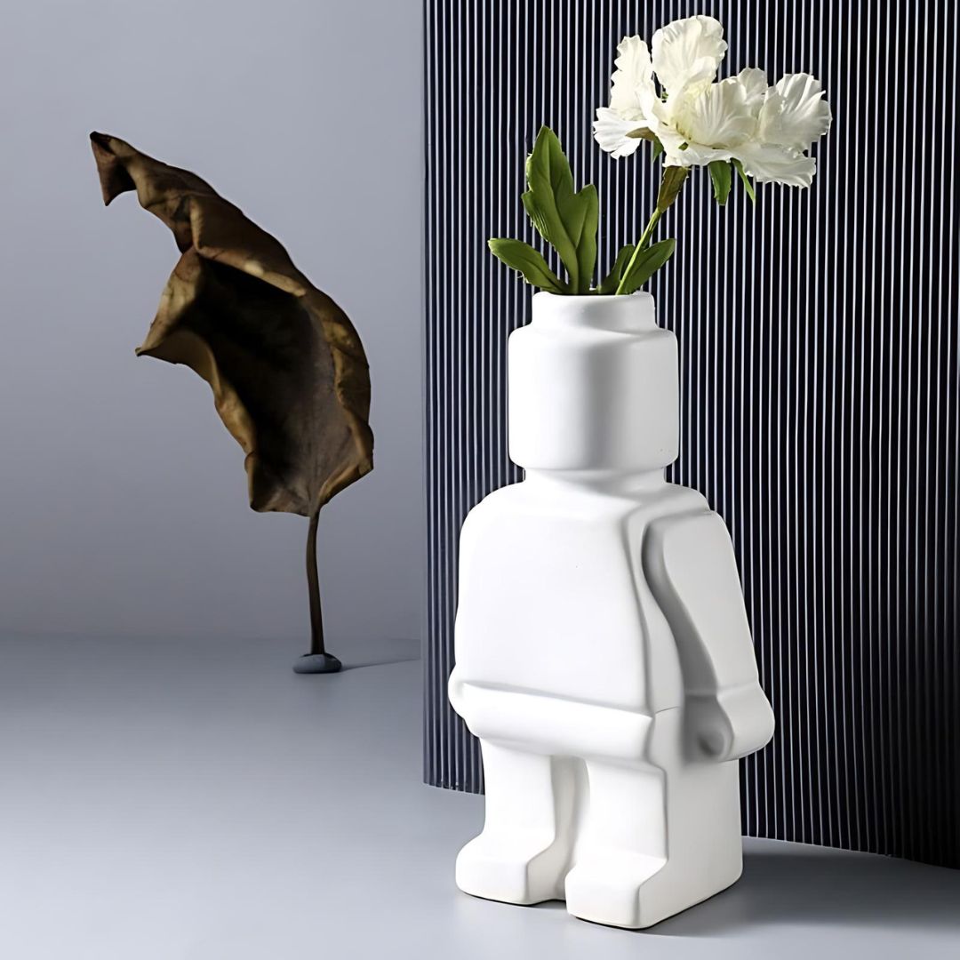 Ceramic Lego Man Flower Vase - Benson & Clark