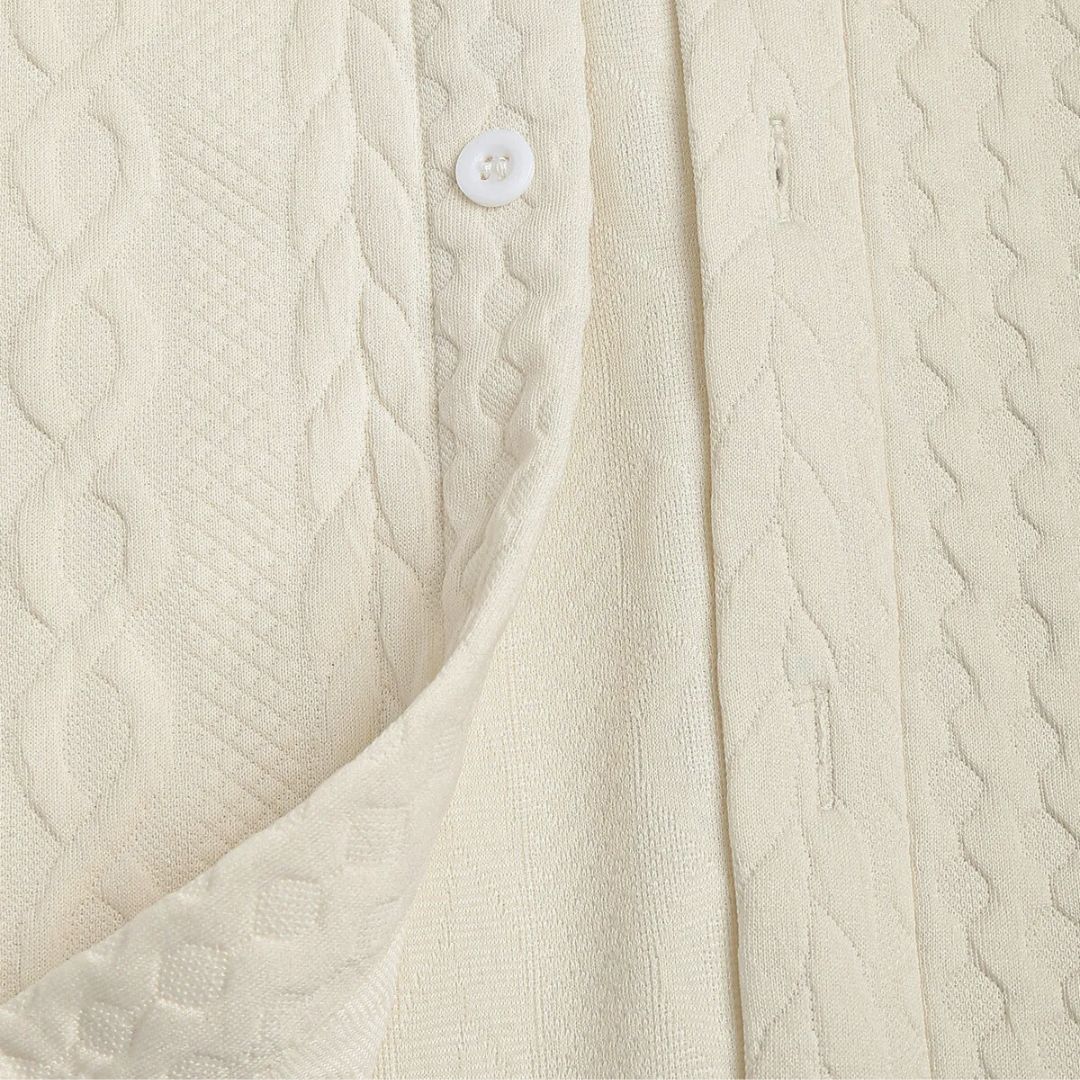 Lux Knitted Ivory Shirt - Benson & Clark