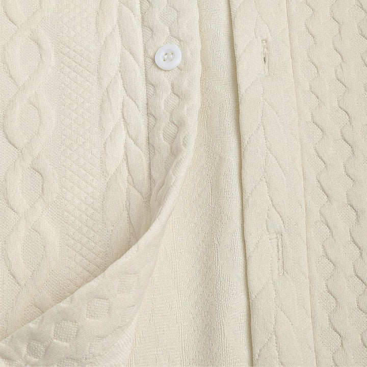 Lux Knitted Ivory Shirt - Benson & Clark