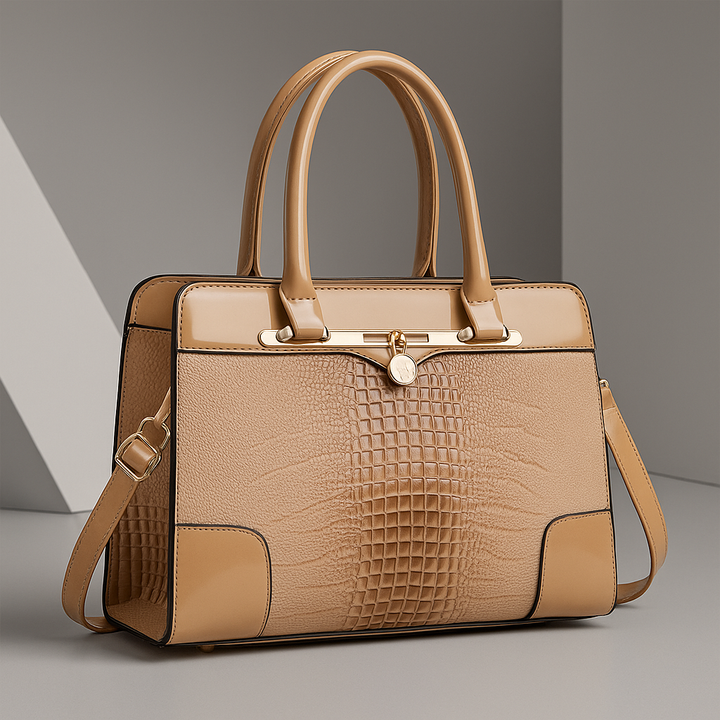 Structured Croc Embossed Handbag