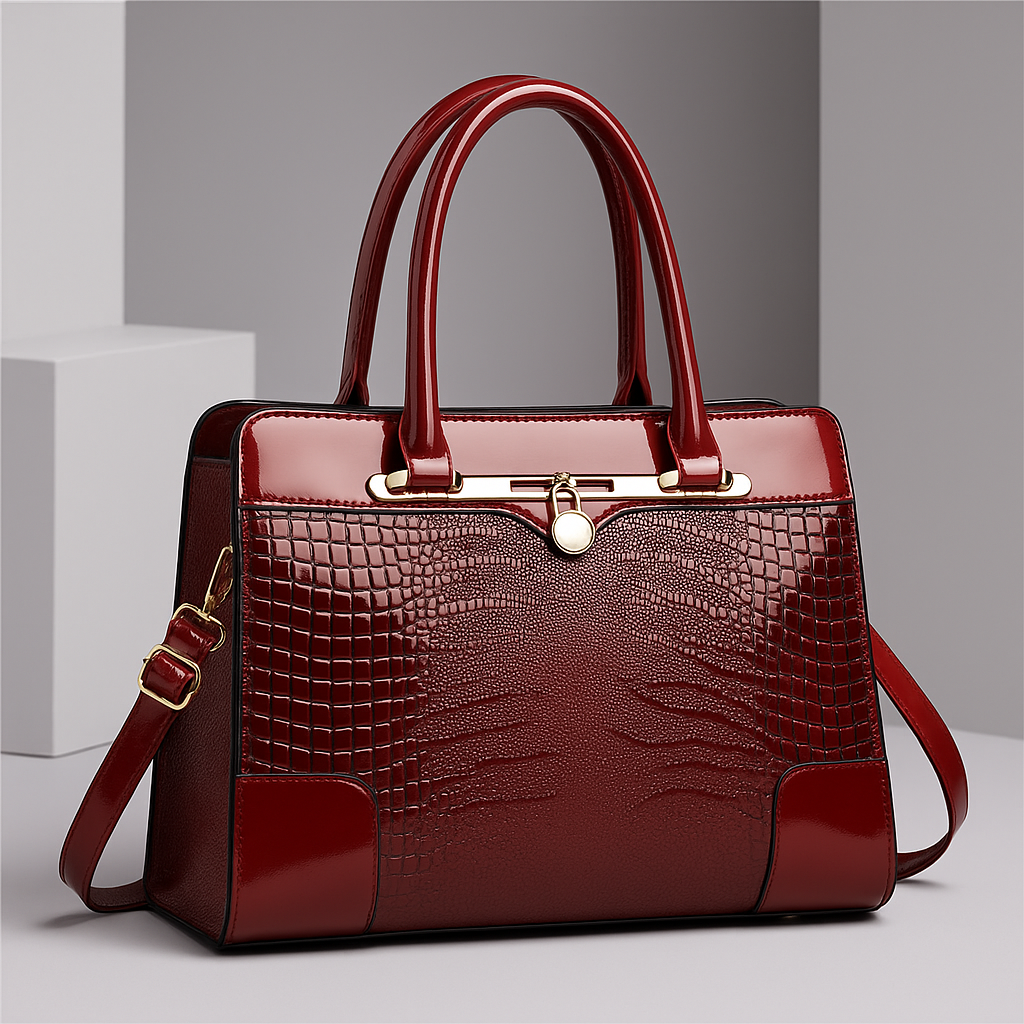 Structured Croc Embossed Handbag