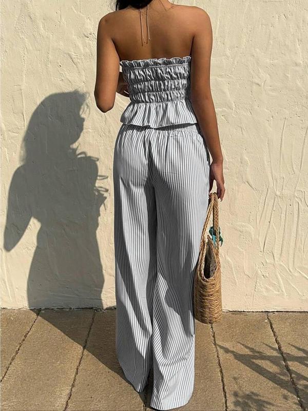 Pinstripe Bandeau Set