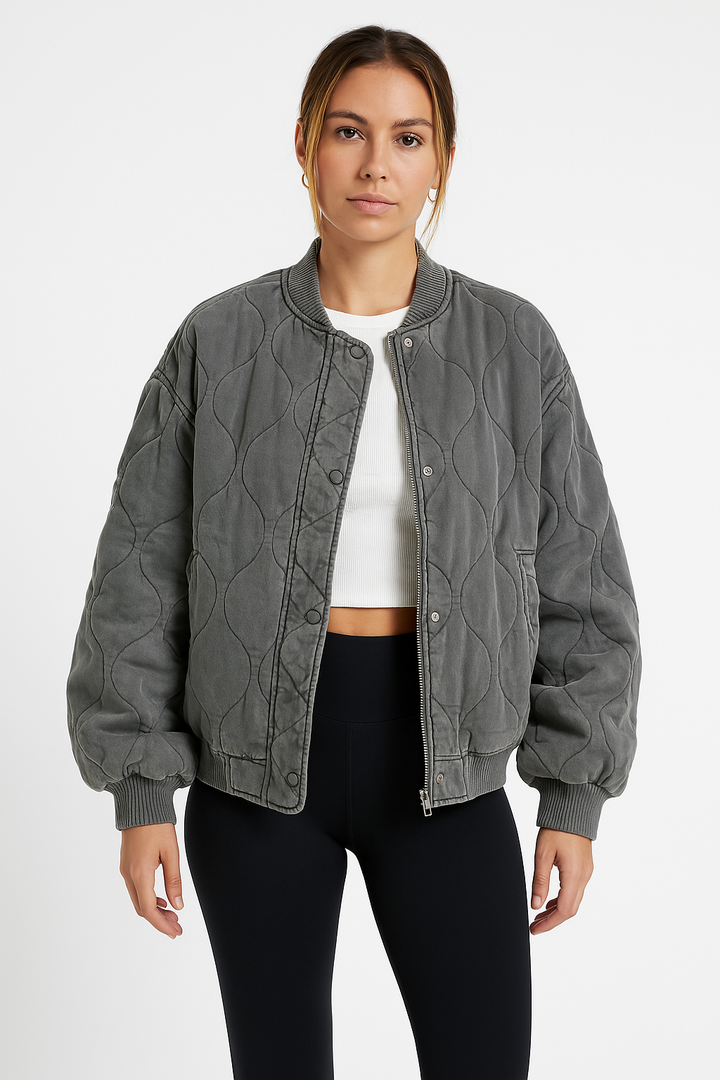 Harper Women’s Quilted Oversized Bomber Jacket