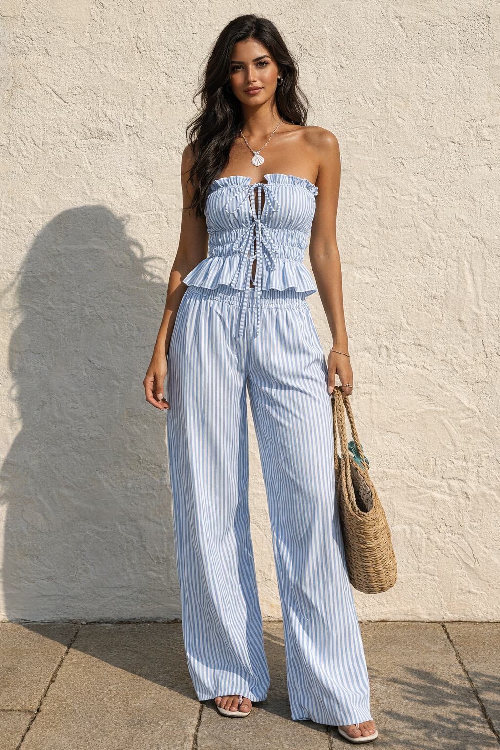 Pinstripe Bandeau Set