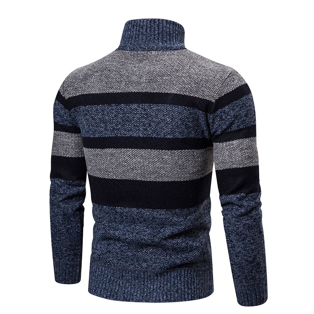 Mens Striped Slim Fit Knitted Cardigan - Benson & Clark