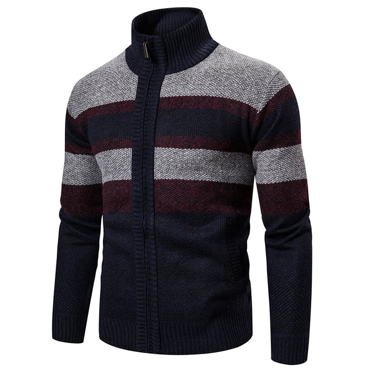 Mens Striped Slim Fit Knitted Cardigan - Benson & Clark