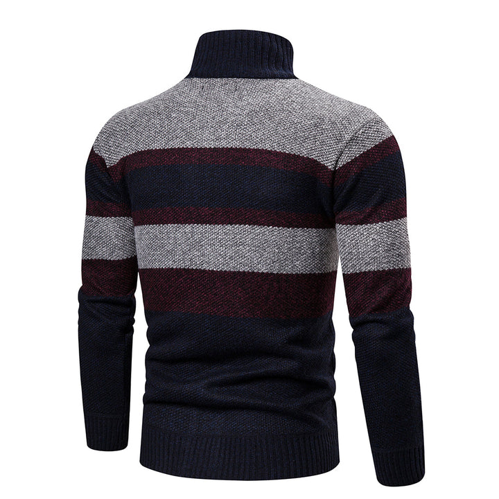 Mens Striped Slim Fit Knitted Cardigan - Benson & Clark