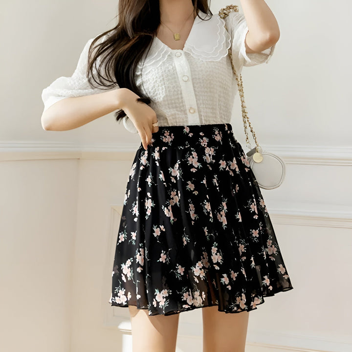Flores Chiffon Mini Skirt