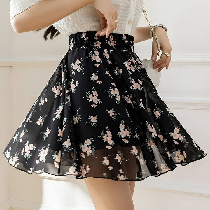 Flores Chiffon Mini Skirt