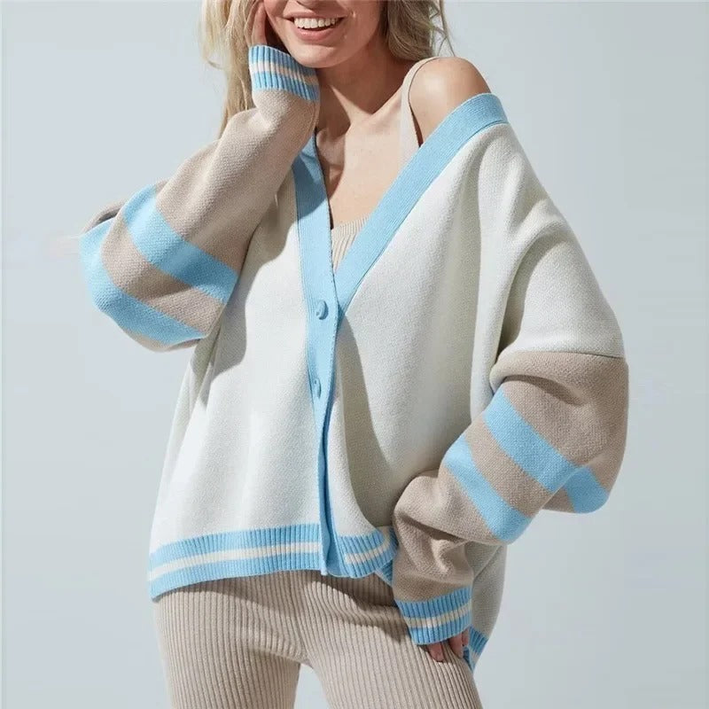 Relaxed V-Neck Knit Cardigan