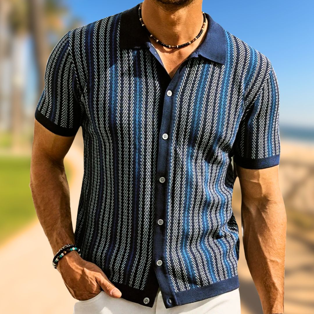 Chevron Button-Through Polo | Benson & Clark
