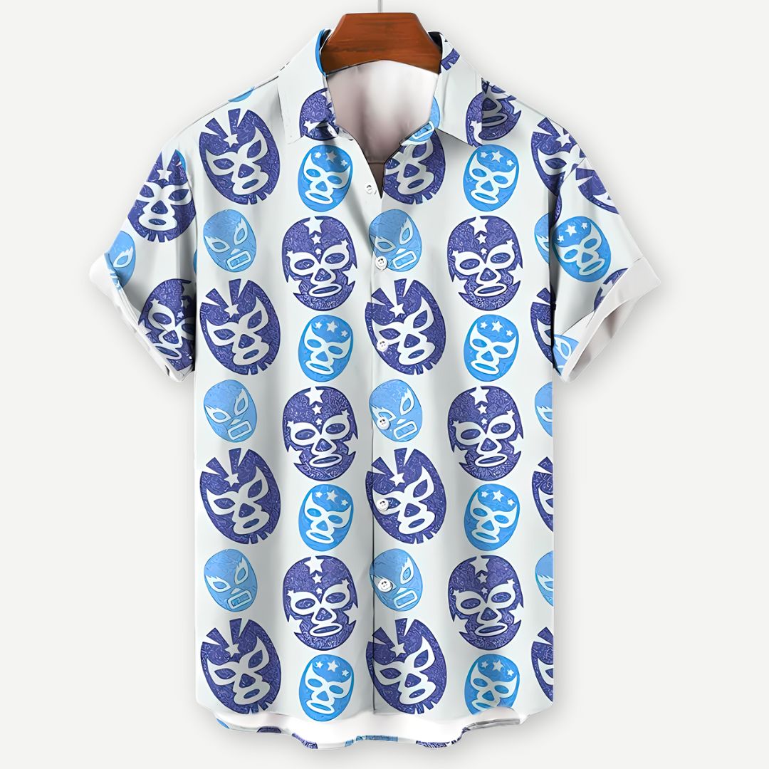 Relaxed Blue Masks Shirt - Benson & Clark