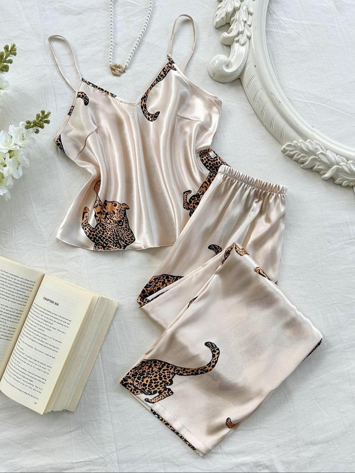 Malaga Leopard Silk Pajama Set