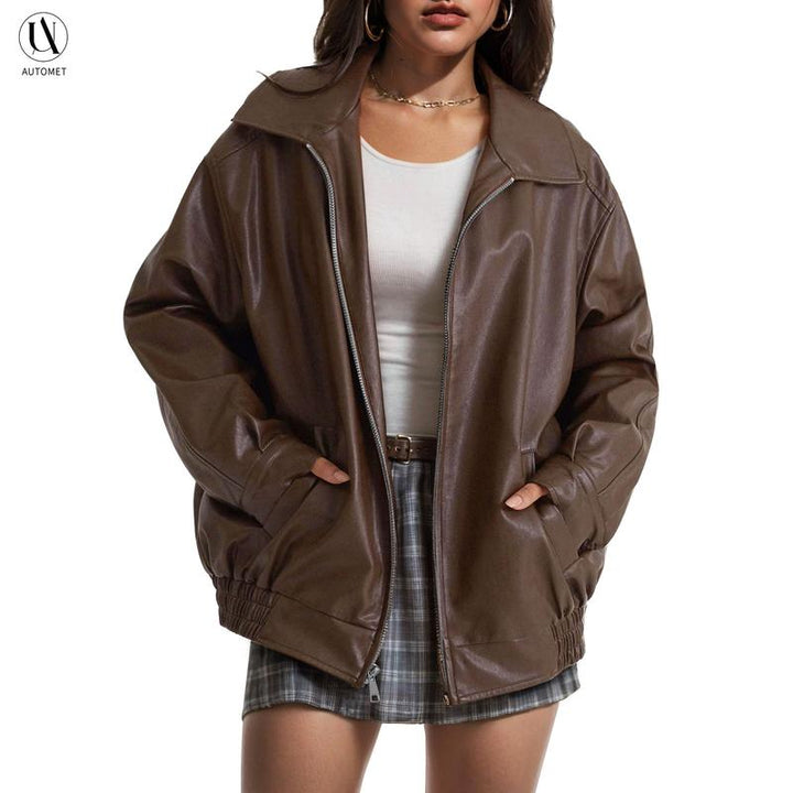 Carmela Leather Zip Jacket