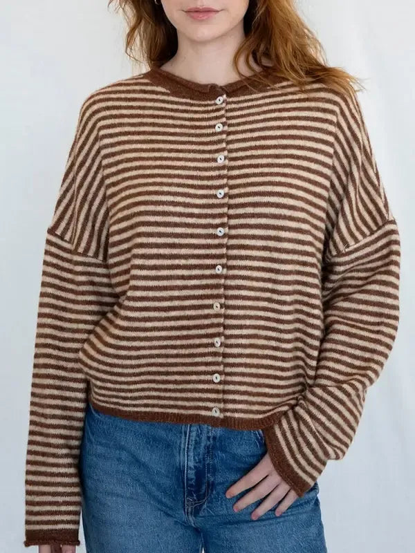 Calera Striped Button Cardigan