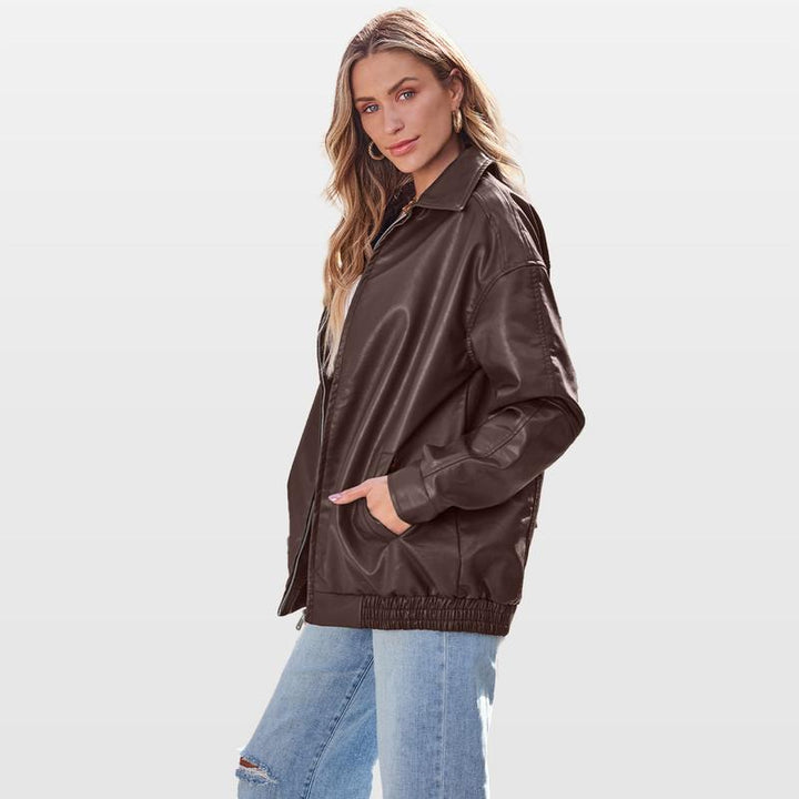 Carmela Leather Zip Jacket