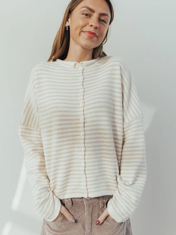 Calera Striped Button Cardigan
