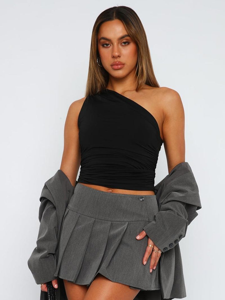 Valmora One-Shoulder Ruched Top