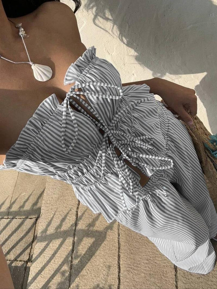 Pinstripe Bandeau Set