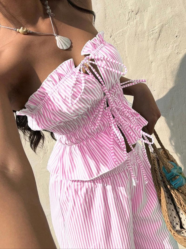 Pinstripe Bandeau Set