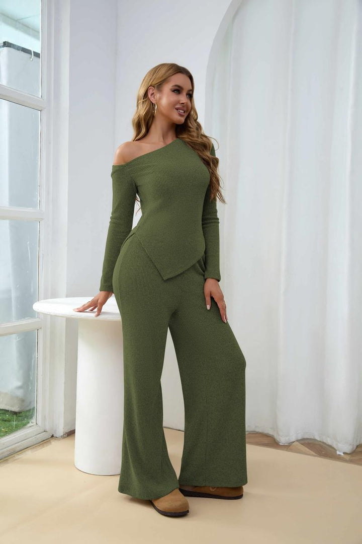 Calabria Ribbed One-Shoulder Set