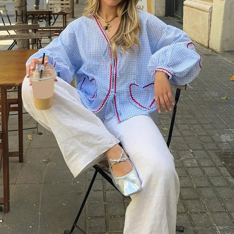 Belluno Gingham Heart Blouse