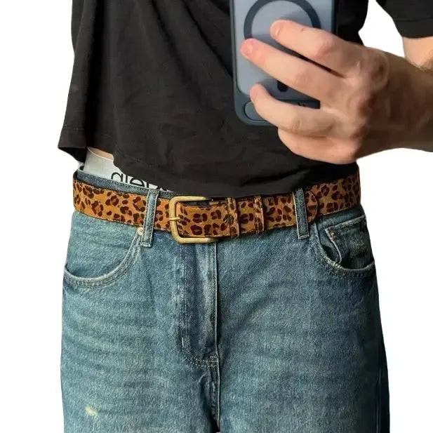 Monaco Leopard Suede Belt