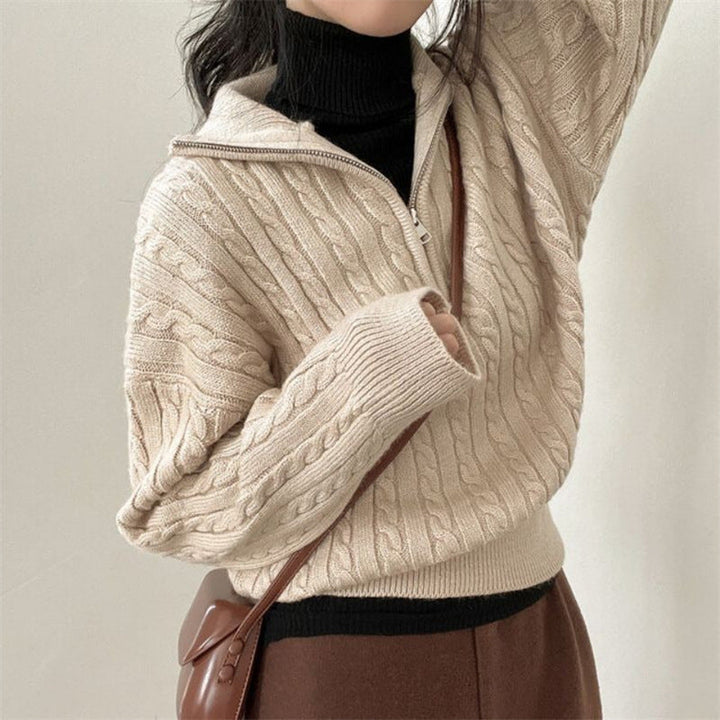 Fiona Cotton Zipper Sweater - Benson & Clark